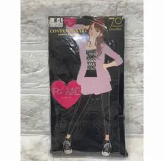 レギンス 10分丈【Ⅿ～L】 70D ラメボーダー グレー ボーダー 黒