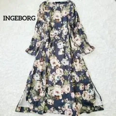 近年モデル インゲボルグ 薔薇 総柄 ロングワンピース マルチカラー