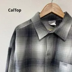 キャルトップ　オンブレチェック　長袖シャツ　黒白　美品　オーバーサイズ