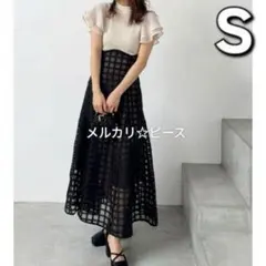 ③Sサイズ dazzlin シアーチェックコルセットワンピース オフホワイト