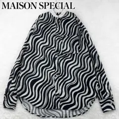 MAISON SPECIAL ウェーブプリントバンドカラーシャツ 大きいサイズのサムネイル