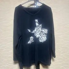 レディース 長袖 5L 紺 大きめサイズ プリント Tシャツ ニッセン 綿100のサムネイル