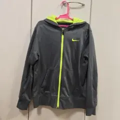 Nike Dri-FIT フード付きパーカー グレー/ネオンイエロー１５０㎝