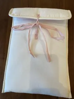 ホワイト 布製 iPadケース ピンク内側