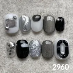 現品　ネイルチップ　ニュアンスネイル　マグネットネイル　個性派ネイル　黒ネイル