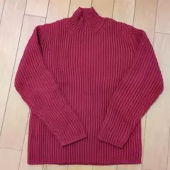 【GAP】リブ編み ハイネックセーター M コットン100% 赤 クリーニング済