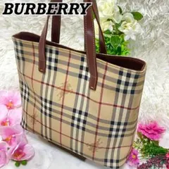 極美品✨BURBERRY ハンドバッグ ノヴァチェック ホースロゴ シボ加工