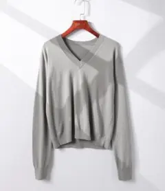 即発送　Plage　WOOL-SILK VN　プルオーバー　グレーA