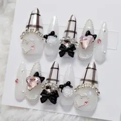 ネイルチップ 現品 バレエコア ガーリー ワンホン 韓国 スナ系 オーダー