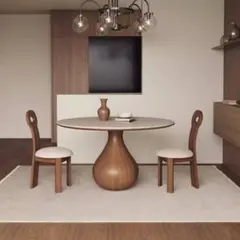 ダイニングセットテーブル120cm＋チェア4脚&ターンテーブル