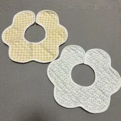 スタイ 防水 360度 2枚セット チェック 花柄 円形 お花 よだれかけ