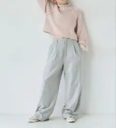 ungrid ウール混ルーズタックパンツ