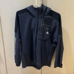 adidas ジュニア　ネイビー フード付きウェア