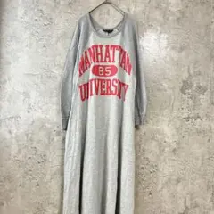 ロデオクラウンズ　マキシ丈　長袖　ビッグロゴ Tワンピ　ラグランスリーブ　グレー