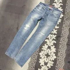 【美品】RED CARD ライトブルーダメージデニム