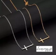 爆売　サイドクロス　ネックレス　ゴールド　シルバー　サージカルステンレス