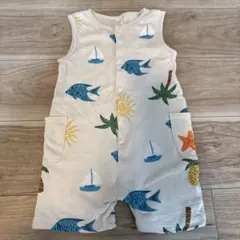 魚・帆船・太陽柄ロンパース