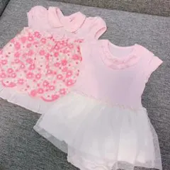 ワンピース二枚セット★メゾピアノ・花柄・リボン・フリル