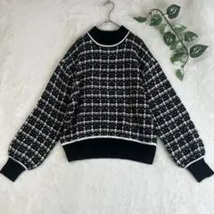 【美品】 リノルーセ Linoluce ラメツイードニット ブラック Mサイズ