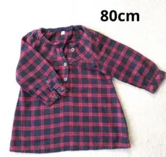 【お値下げしました！】ベビー赤と黒のチェック柄長袖　トップス　80cm　女の子