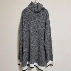 H&M DIVIDED チャンキーニット タートルネック メランジ 杢グレー M