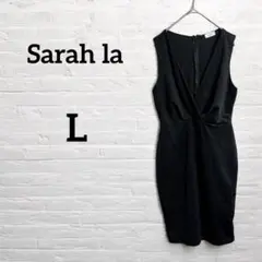 一点もの‼︎Sarahla 黒 【L】ノースリーブVネックひざ丈ワンピースパーティ