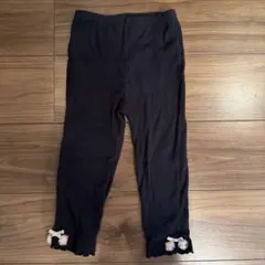 petit main 黒 リブ編み レギンス