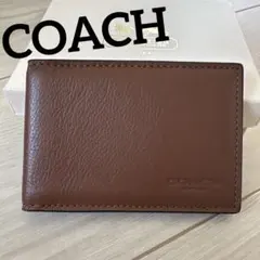 COACH コーチ 二つ折り財布 ブラウン レザー カードケース パスケースのサムネイル