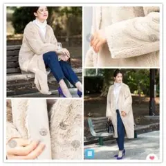 ADAM ET ROPE' アダムエロペ フェイクファーノーカラーロングコート