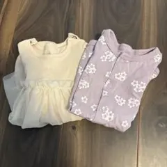H&M フリル付きクリーム色ドレス(~95cm)