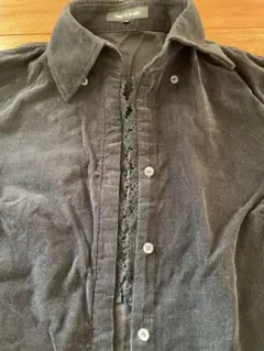 COMME CA DU MODE 黒ブラウス　コーデュロイ&レース