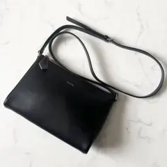 【未使用に近い】ポールスミス マルチストライプ ショルダーバッグ レザー 黒