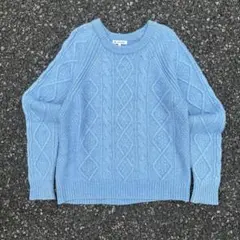 GLOBAL WORK ライトブルー ケーブルニット M