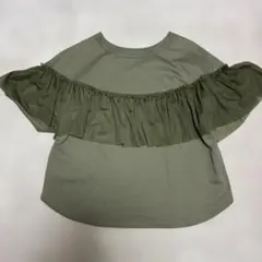 QTUMEレースボリュームフリル袖Ｔシャツトップスカットソー美品‼️