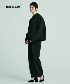 ニット ノーカラージャケット