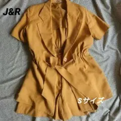 【J&R】シルク混 半袖ジャケット&ショートパンツ セットアップ マスタードSのサムネイル