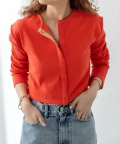 mystic ミスティック　リブチビカーディガン　オレンジ