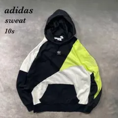adidas古着トレフォイルパーカースウェット切替ネオンカラーY2K AH70
