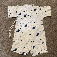 ホワイト クジラ柄 ベビー甚平 80cm