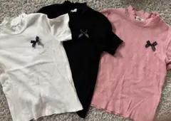 SLAP SLAP リブ編みフリルTシャツ 3色セット 120のサムネイル