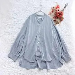 アメリカンホリック ノーカラーシャツ ストライプ オーバーサイズ ゆったり 春服