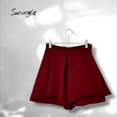【スウィングル】キュロット プリーツ カジュアル フェミニン 赤 レッド M