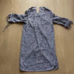 ドット柄 七分袖 ワンピース