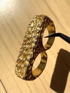 希少美品 90年代当時物 2連リング指輪44g オールドスクールヒップホップ