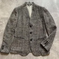 ワイズ　Y's Exclusive ツィードジャケット　ノーカラー　茶黒　38のサムネイル