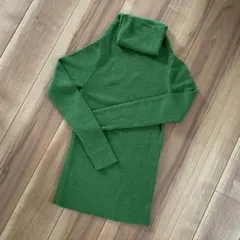 JESSICA ジェシカ 鮮やかグリーンリブタートルネックニット セーター