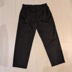 黒 ワイドパンツ ゴムウエスト バックポケット付き