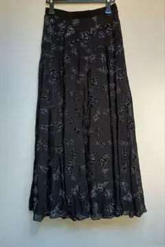 黒 花柄 シフォン ロングスカート　社交ダンス