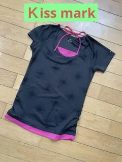 kissmark フィットネス Tシャツ M 黒/ピンク　ヨガ　ランニングのサムネイル