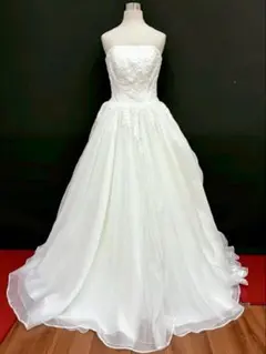 ☆特別セール T-401-468中古ウエディングドレス☆オフホワイト9-13T